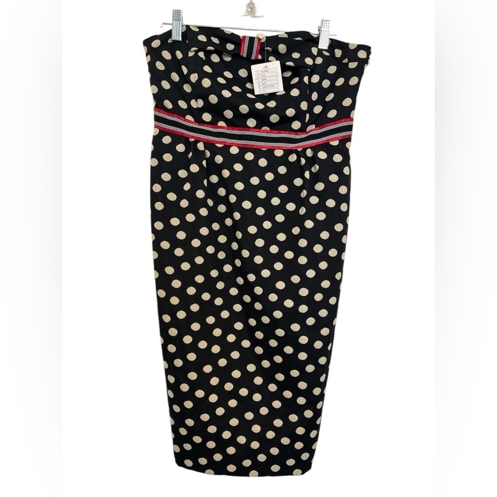 NWT Anthropologie Maeve Black Beige Polka Dot
Strapless Retro Pinup Dress Size 8 - Picture 2 of 8